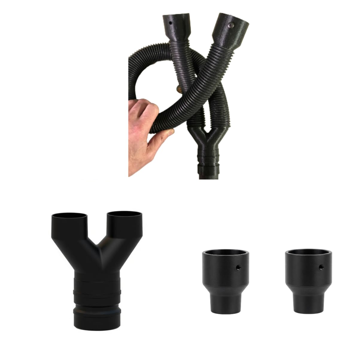 Table Saw Dust Collection Y-Adapter Kit, Dual Port Vacuum Hose Connector Set Compatible with DeWalt DWE7492 and DW745, Fits Standard 32mm ID Vacuum Hoses and Shop Vacs