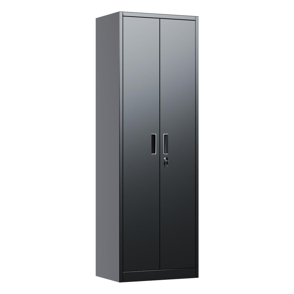 24" W Slim Metal Garage Storage Cabinet, Black
