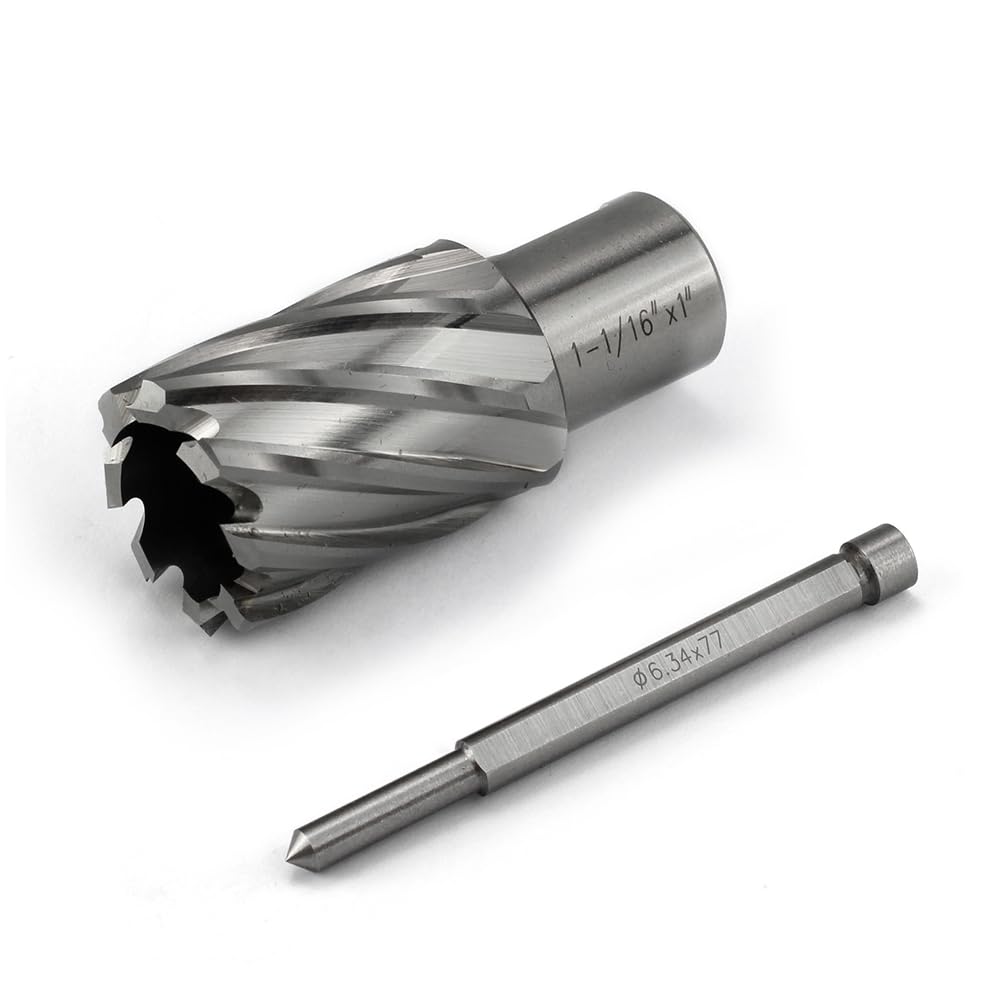 Annular Cutter JESTUOUS 1-1/16 Inch Cut Dia 3/4 Weldon Shank 1 Cut Depth