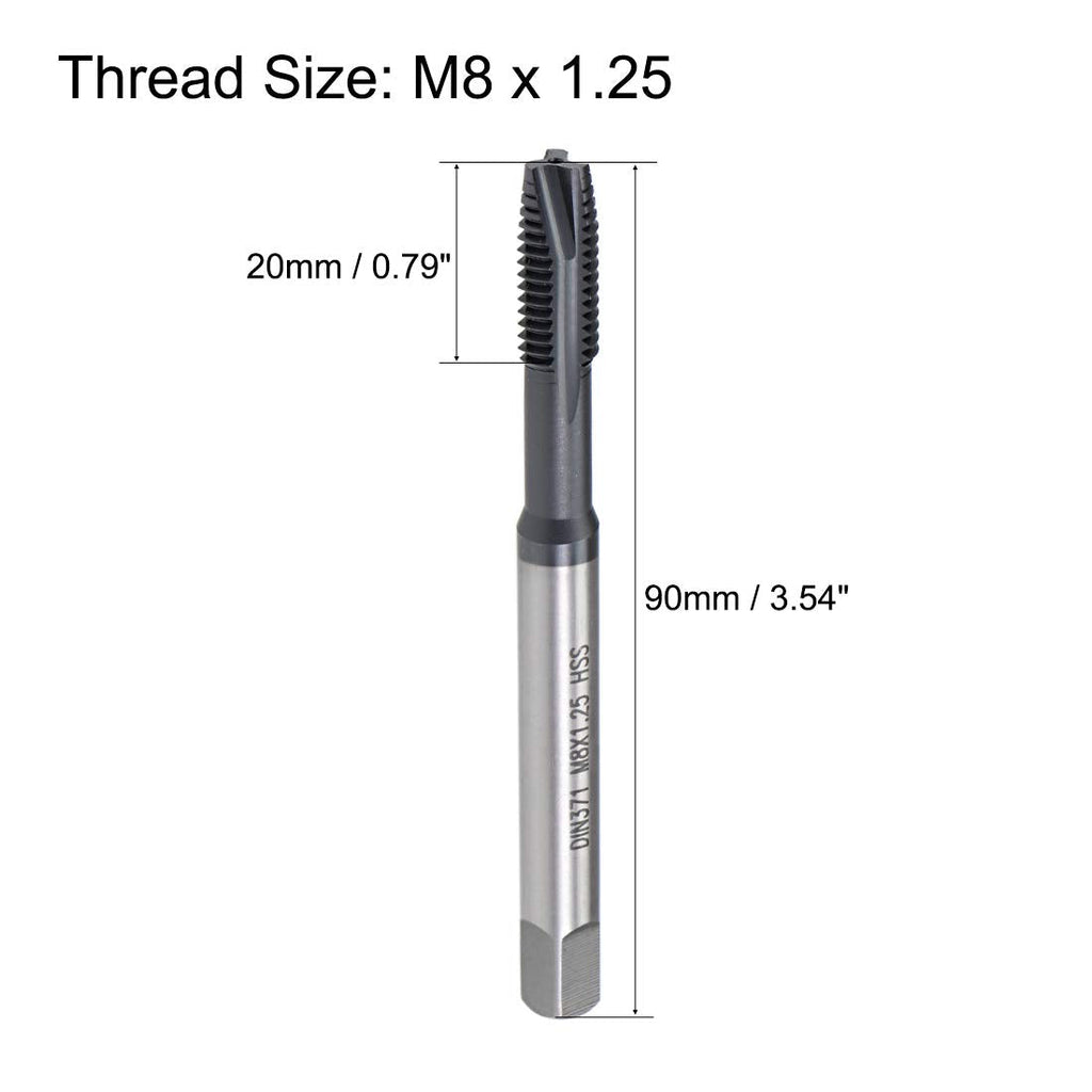 uxcell M8x1.25 Spiral Point Thread Tap H2 Tolerance High Speed Steel 2pcs
