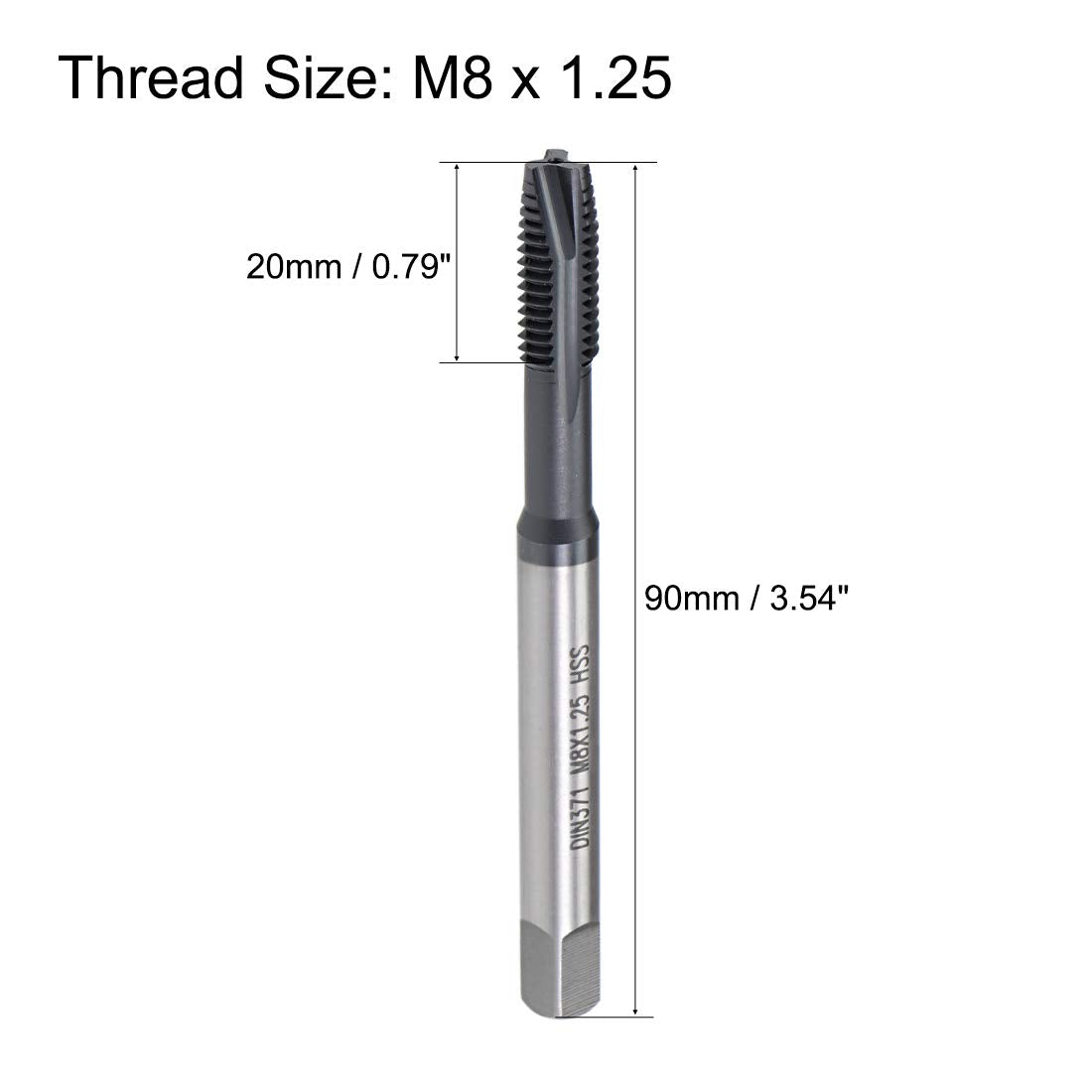 uxcell M8x1.25 Spiral Point Thread Tap H2 Tolerance High Speed Steel 2pcs