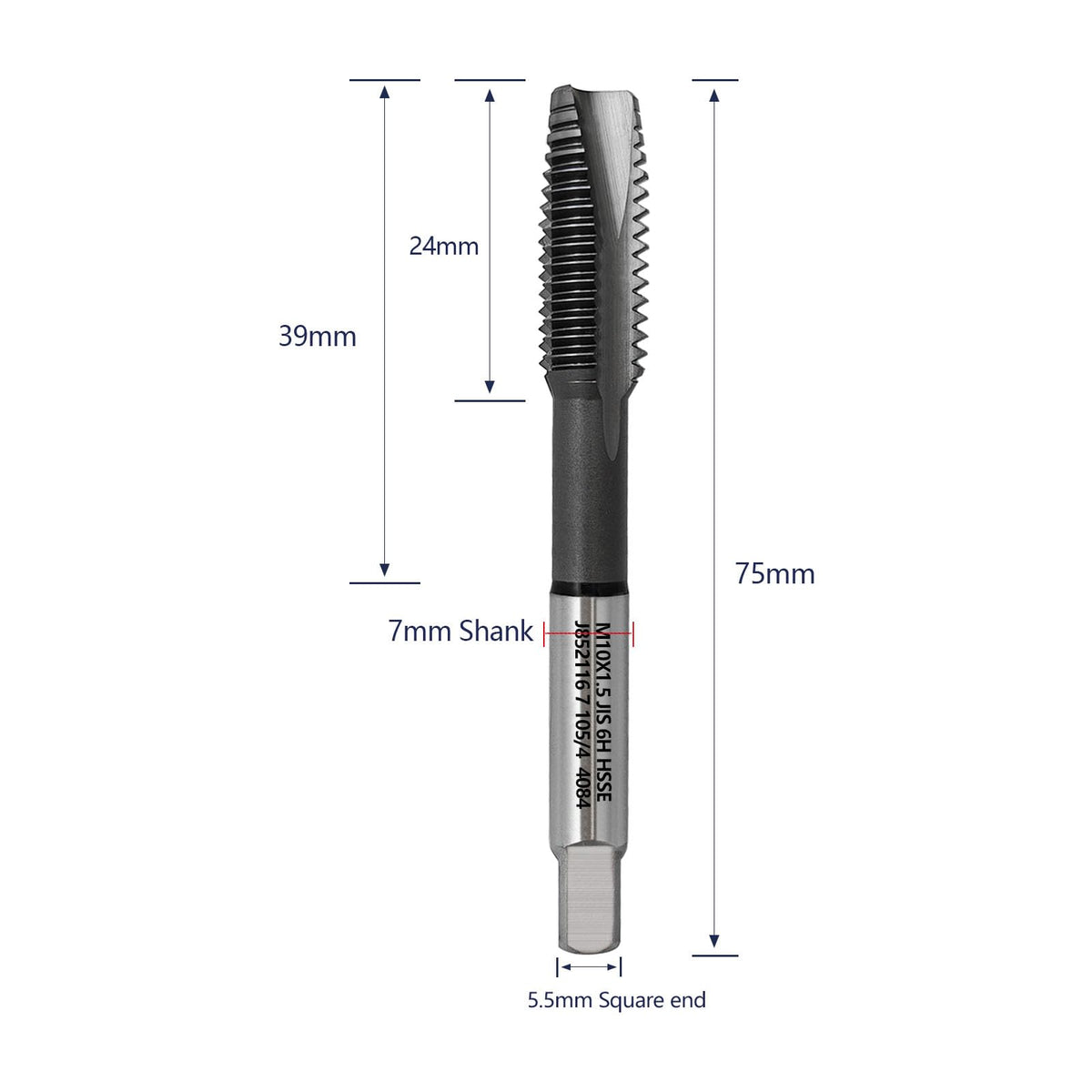 WEXWE Tools M10 x 1.5 Spiral Point Threading Tap, Metric Machine Threading Tap High Speed Steel Cobalt(HSSCo) With AlTiN Coating, Round Shank with Square End， H2 Tolerance, 2pcs