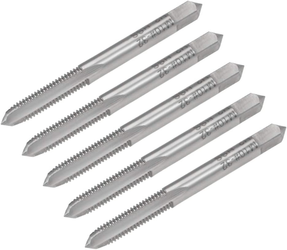 uxcell Machine Tap 10-32 UNF Thread H2 Class 3 Flutes High Speed Steel 5pcs