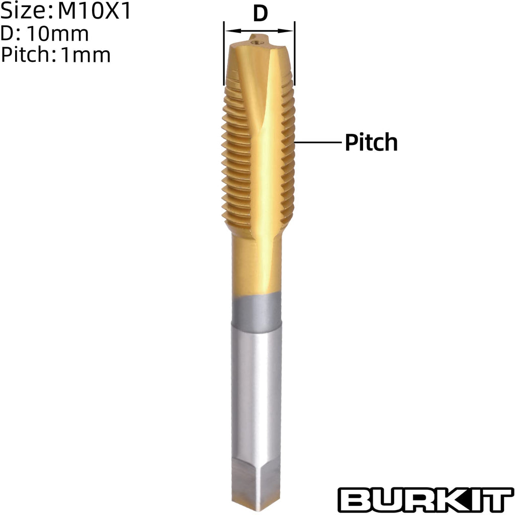Burkit M10 X 1 Titanium Coated Spiral Point Tap