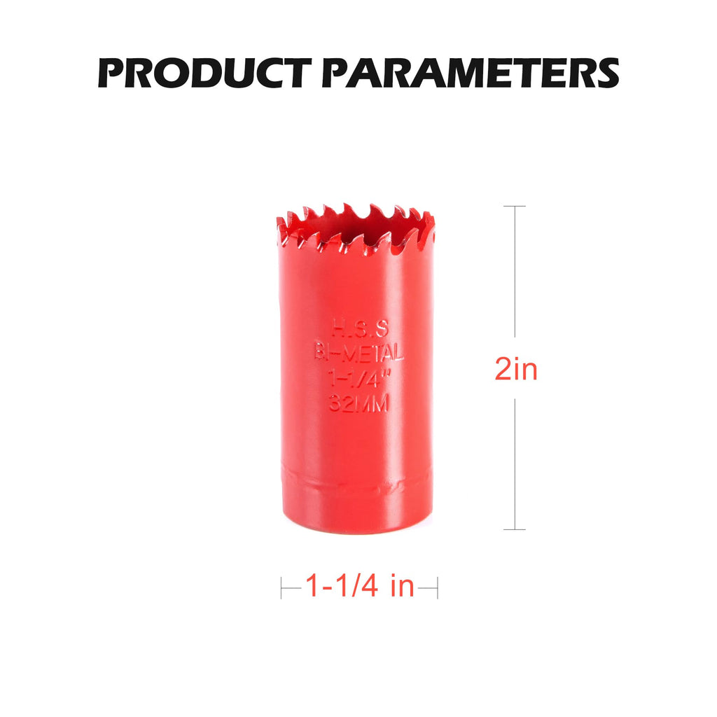 MDBTTOOLS 1-1/4"(32MM) Bi-Metal M42 Hole Saw with 8% Cobalt– Deep Cut 2" Depth HSS Hole Cutter for Wood, Plastic, Drywall, Metal Sheet & Hardened Stainless Steel(Without Arbor)