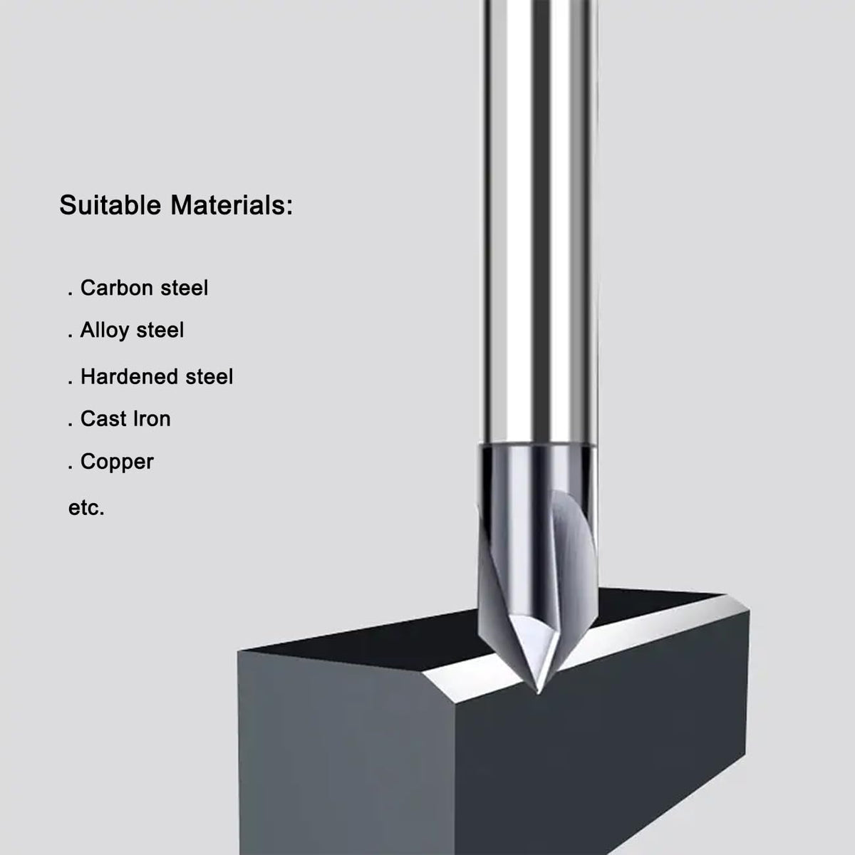 JIANXING 3/8” Carbide Chamfer End Mill, 60 Deg, 4 Flute, Carving Tool, 1pc
