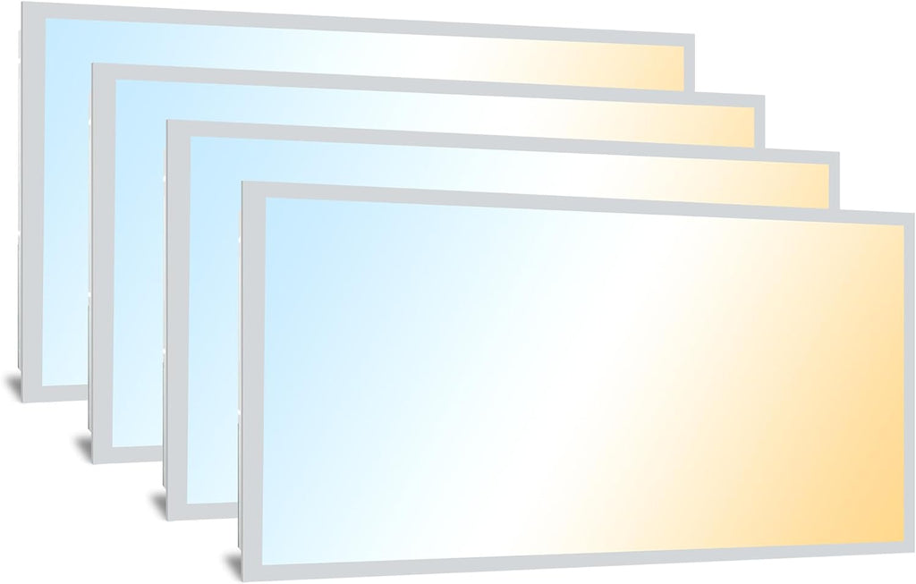 hykolity 2x4 LED Flat Panel Troffer Light 5CCT Dimmable,Drop Ceiling,4Pack