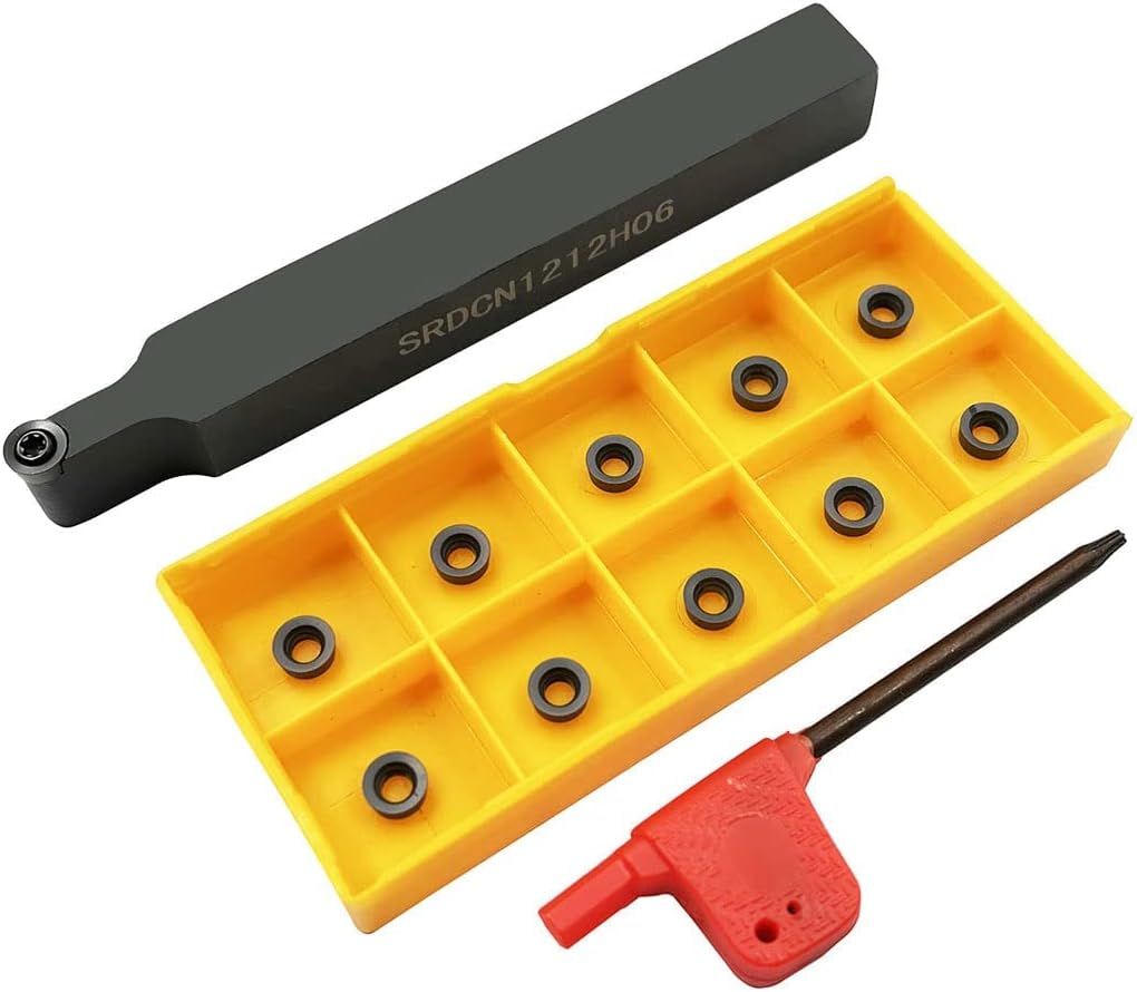 11PCS RCMT060204 MO R3 Round Carbide Inserts Milling Cutter with SRDCN 1212H06 1/2” / 12mm Round Carbide Metal Lathe Tools Indexable Turning Tool Milling Insert Holder Lathe Cutting Tools