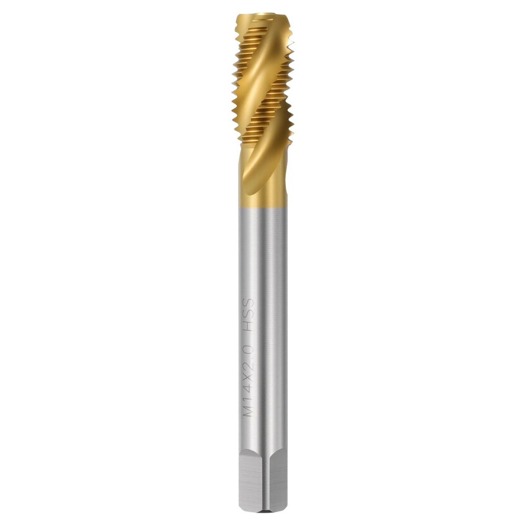 Workkyma M14 x 2.0 Spiral Flute Thread Tap M2 HSS Industrial Titanium