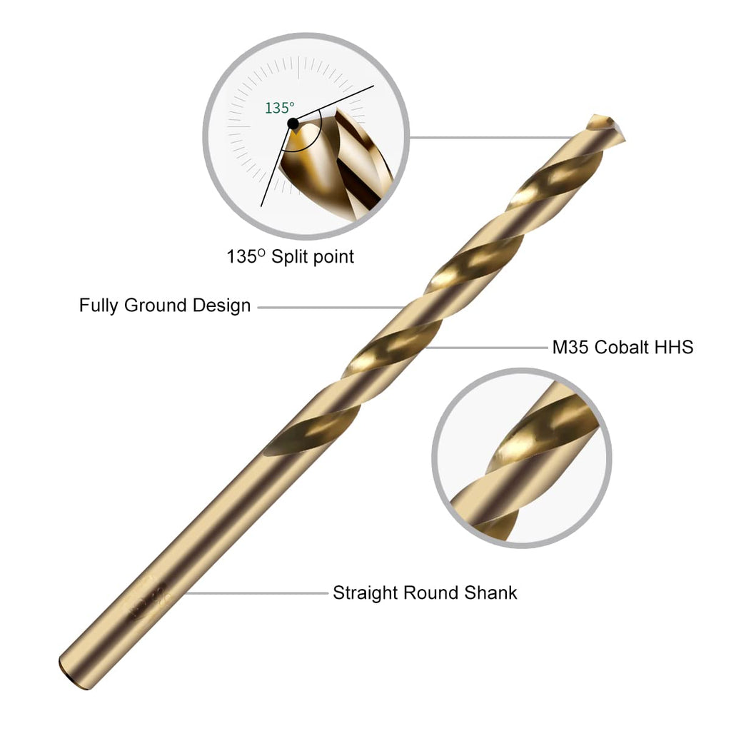 Narwhal 7/32 Inch Drill Bit (13 Pack) Cobalt for Metal & Stainless Steel