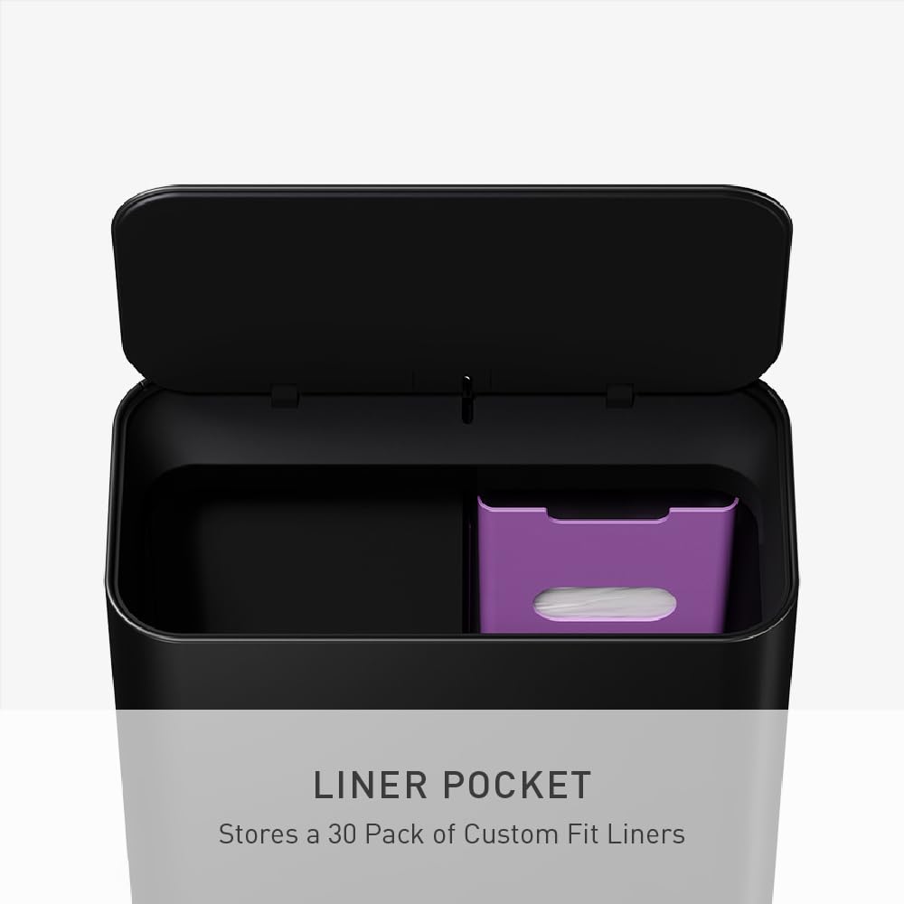 Mini Step Can, 16L / 4.3 Gallon Trash Can for Home Offices, Hotel Rooms, Bedrooms, Liner Pocket, Sleek Internal