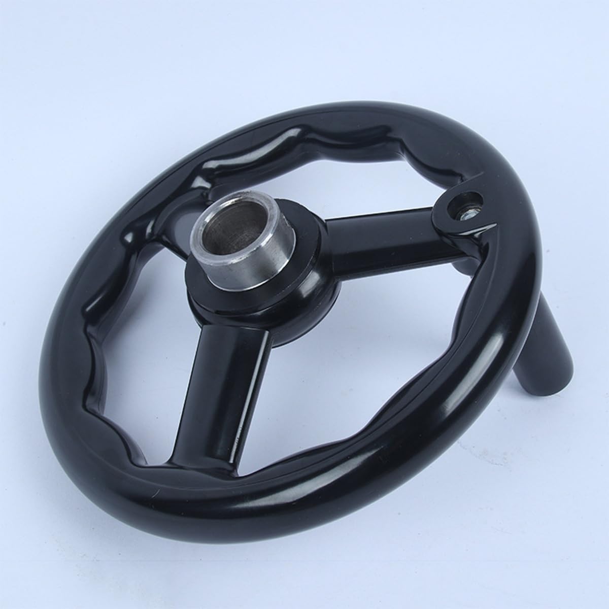 OEVXZDCIR 3 Spoked Milling Hand Wheel Ø100-200mm Bakelite Anti Slip Black Lathe Handwheel with Detachable Rotary Handle for Lathe Milling Grinding Machine(125 * 14mm)