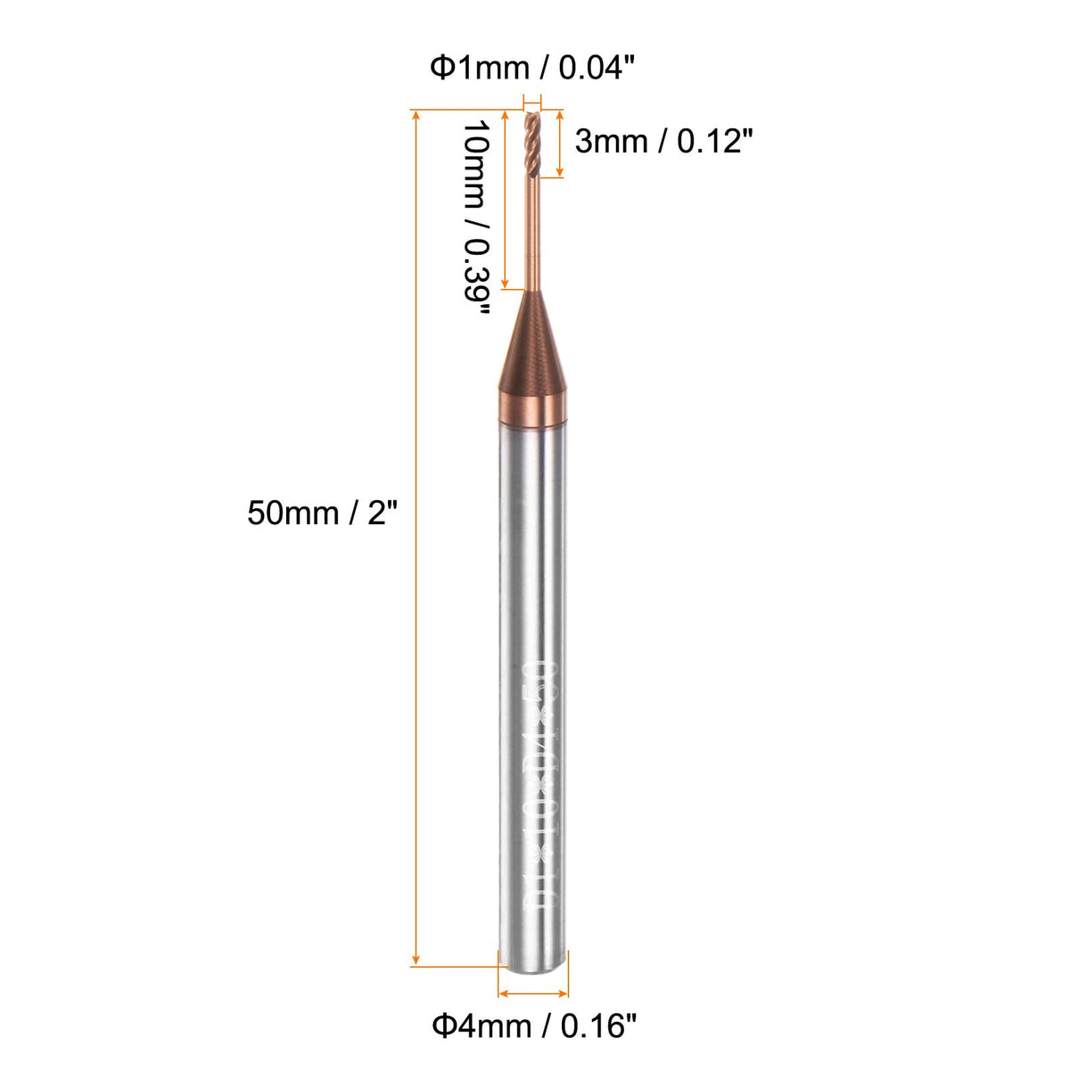 HARFINGTON 2pcs Square Nose End Mill 4mm Shank 1mm x 10mm AlTiSin Coated Solid Carbide Long Reach Extended Neck 4 Flutes CNC Router Bit Milling Cutter for Stainless Steel Hardened Steel