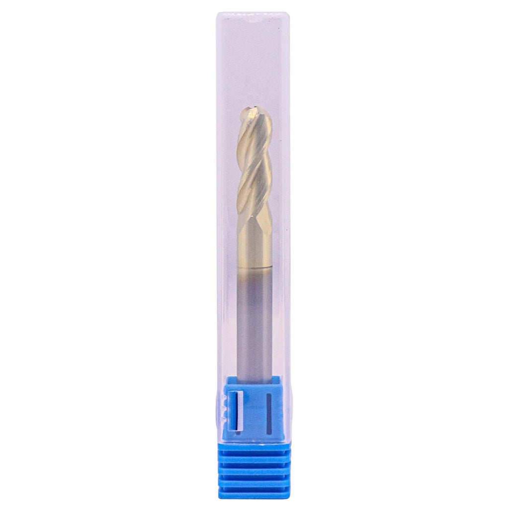 1/4" 3 Flute Ball Nose Solid Carbide End Mill for Aluminum - ZrN Coated