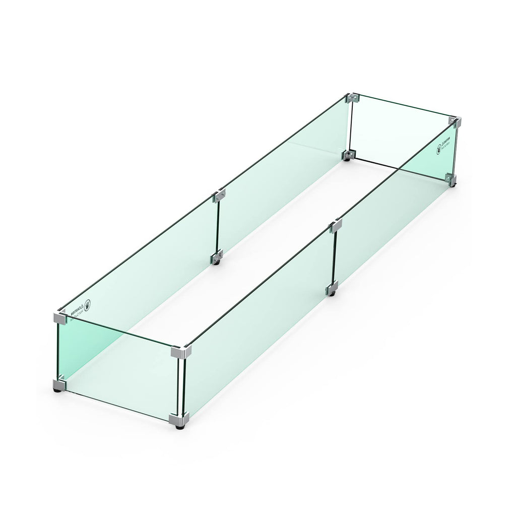 Fire Pit Table Glass Wind Guard, 54" x 12"
