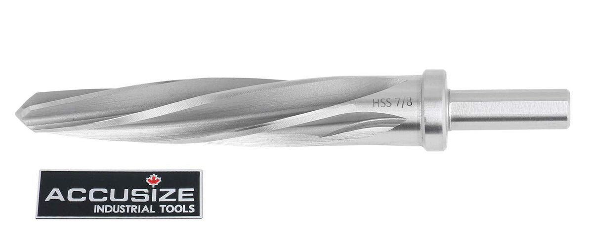 Accusize HSS Construction Reamer, 7/8 in, 3-Flat Shank, 0522-0078