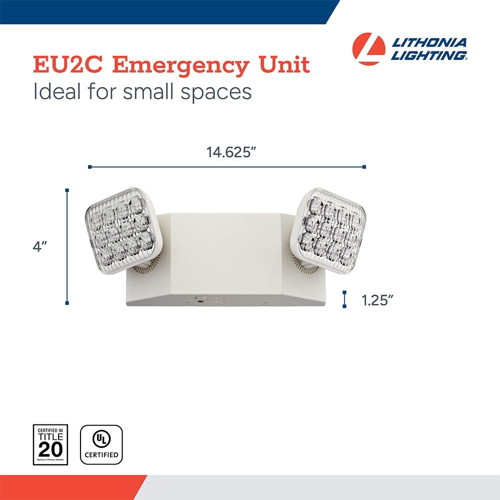 Lithonia Lighting Basics LED Emergency Light, Adjustable Heads 120/277V 2Pk