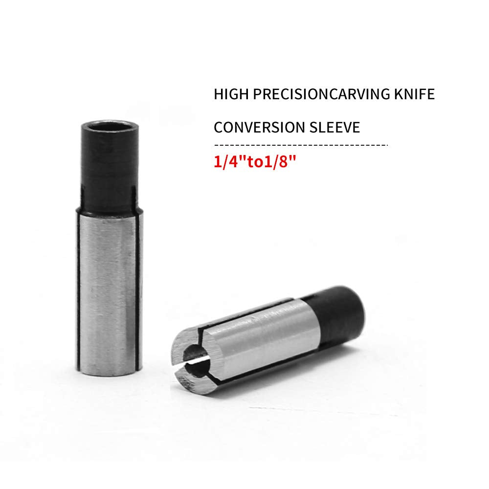 Vkinman 6 pcs 1/4" To 1/8" Collet Adapter, CNC Collet Adapter Sets, Collet Reducer Engraving Bit Router Converter, for Router and Engraving Machines Router Collets
