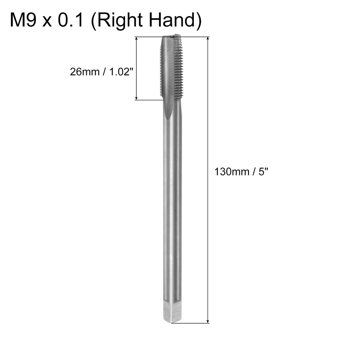 uxcell Metric Thread Tap M9x1 H2 130mm Extra Long Straight Flute