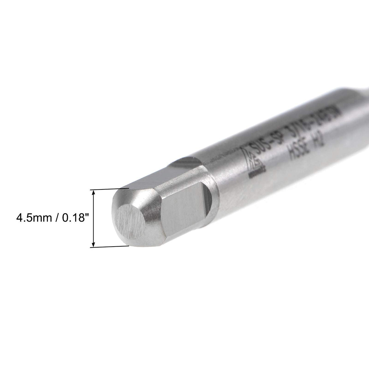uxcell 3/16"-24 BSW Spiral Flute Thread Tap, Machine Threading Tap HSS-Cobalt Uncoated, Round Shank with Square End, H2 Tolerance