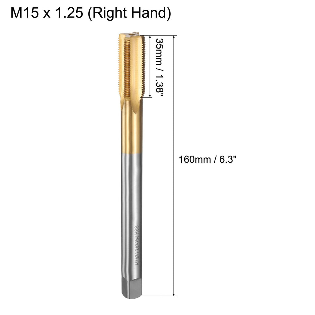 uxcell Metric Thread Tap M15 x 1.25 H2 160mm Straight Flute Screw Thread Milling Machine Taps Threading Tapping Repair Tool