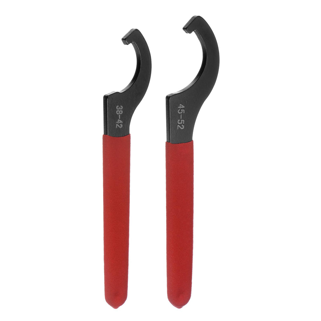 uxcell C Hook Spanner Wrench for Lathe Clamping 38-42mm Collet Chuck Nut with Red Non-slip Handle
