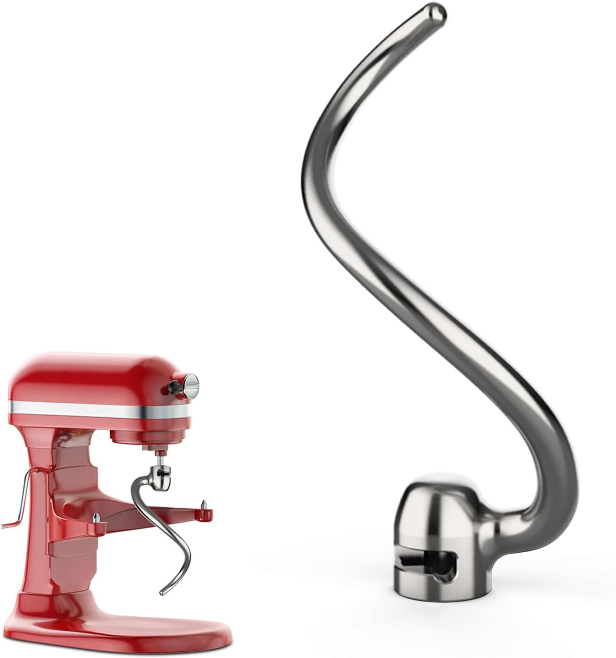 Stainless Steel Dough Hook for KitchenAid 5QT-6QT Bowl-Lift Stand Mixers, Fits Professional 5 Plus, Pro 600 Series