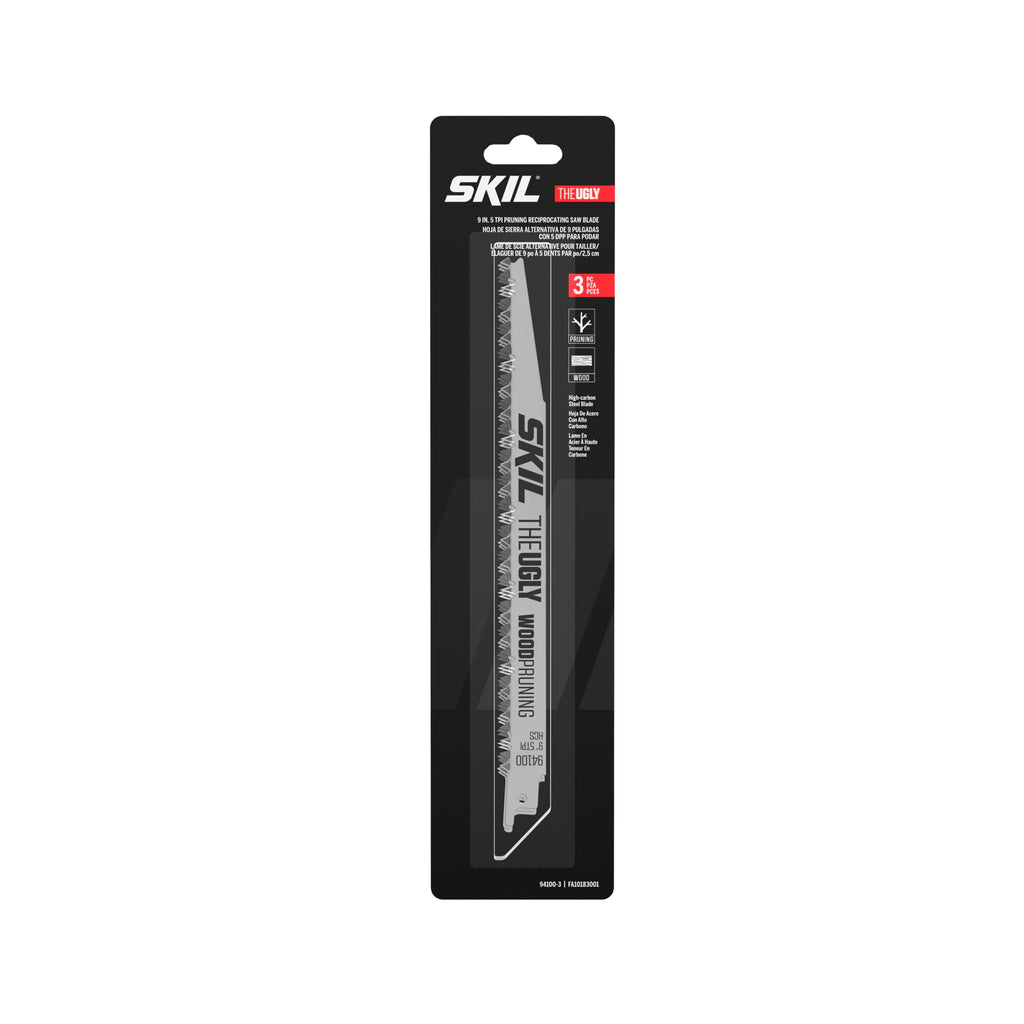 SKIL The Ugly 9" 5-TPI Wood Cutting Reciprocating Saw Blade for SPT44A-00/9206-02, 3-Pack-94100-3