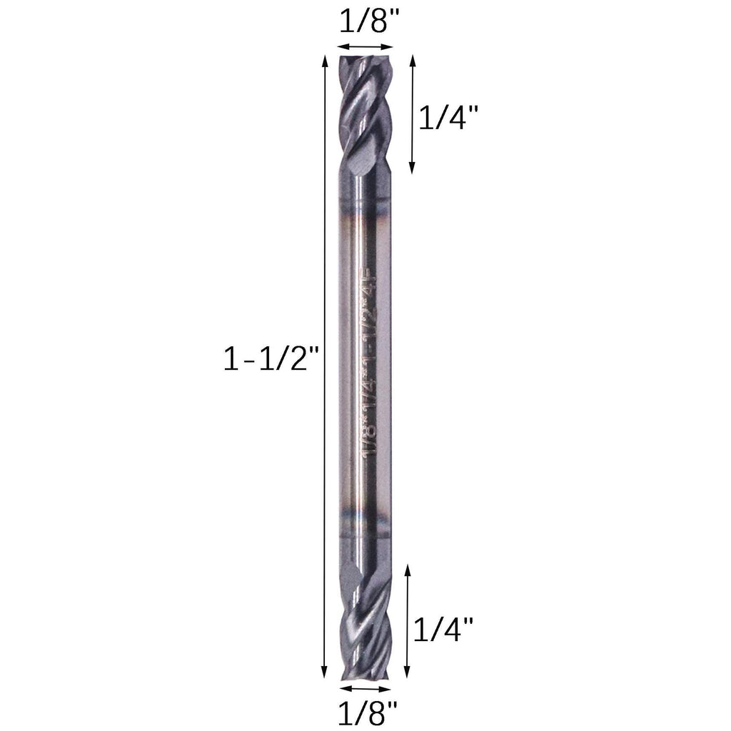 5Pcs 1/8" 4 Flute Solid Carbide Square End Mill, Double End, AlTiN Coated