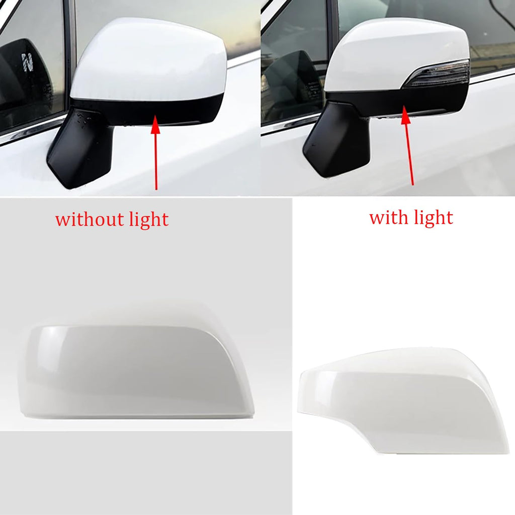 Left Driver Side Car Mirror Cover Replacement Compatible With Subaru Forester SJ 2013-2018 XV Impreza WRX ST 2012-2016 Rearview Mirror Cover (Pearl White, Left without turn signal)