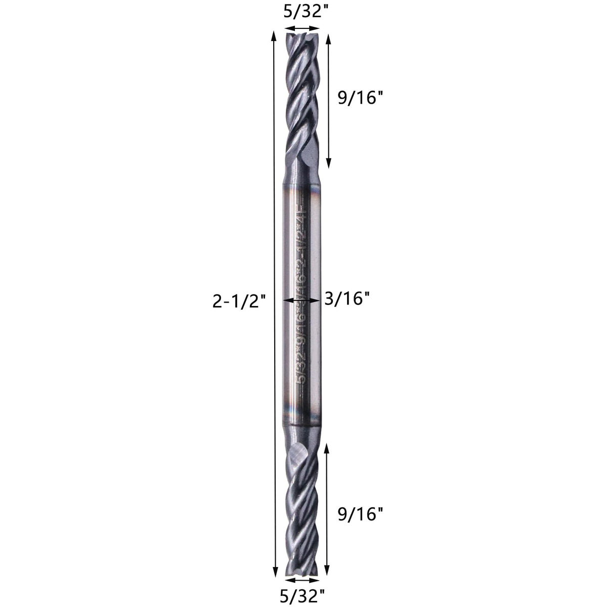 5Pcs 5/32" 4 Flute Solid Carbide Square End Mill, Double End, AlTiN Coated