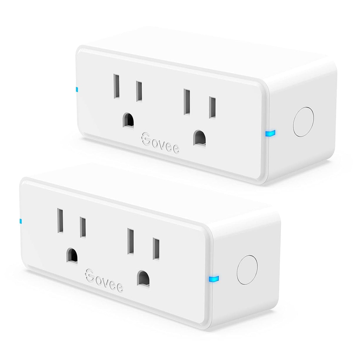 Dual Smart Plug 2 Pack, 15A WiFi Bluetooth Outlet, 2-in-1 Design | Works with Alexa and Google Assistant, Remote