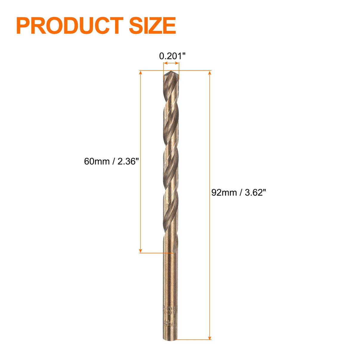 HARFINGTON 12pcs Cobalt Drill Bit, #7 0.201" HSS-CO Aircraft Twist Drill Bit with Straight Round Shank for Drilling Stainless Steel Cast Iron Tough Material