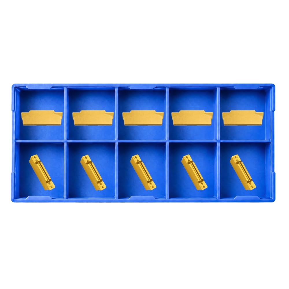 Maclix 10PCS MGMN150 Carbide Grooving Inserts, 1.5mm Grooving Parting Slotting Tool Blades for CNC Lathe, NC3020 Grade PVD Gold Coated Cut Off Inserts for Steel, Fits MGEHR MGIVR Holders
