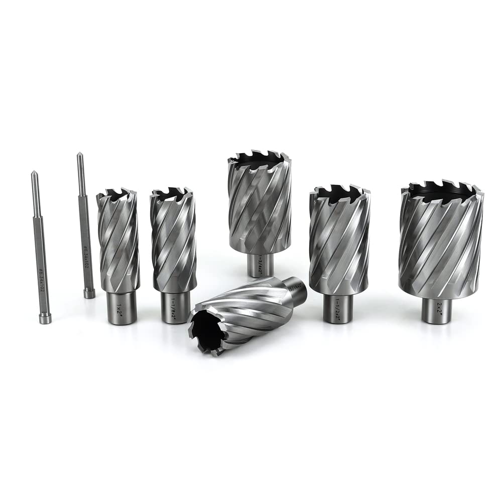 OSCARBIDE 8pcs HSS Annular Cutter Set,1" to 2" Dia,2" Cutting Depth