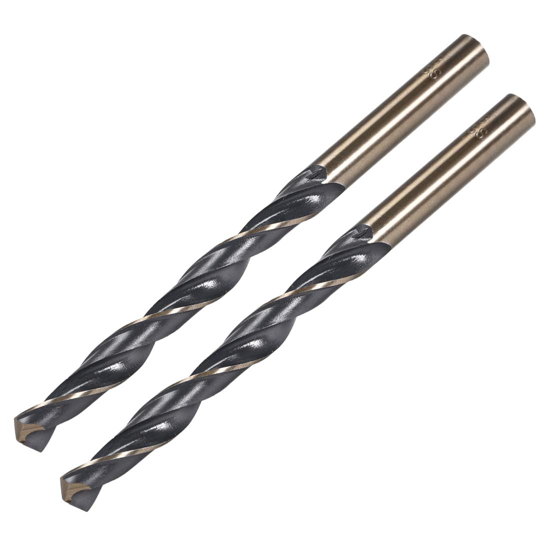 uxcell 2pcs Straight Shank Twist Drill Bits 8mm Gold Titanium & Black Nitride Coated High Speed Steel (HSS) 4341 with 8mm Shank for Stainless Steel Alloy Metal Plastic Wood