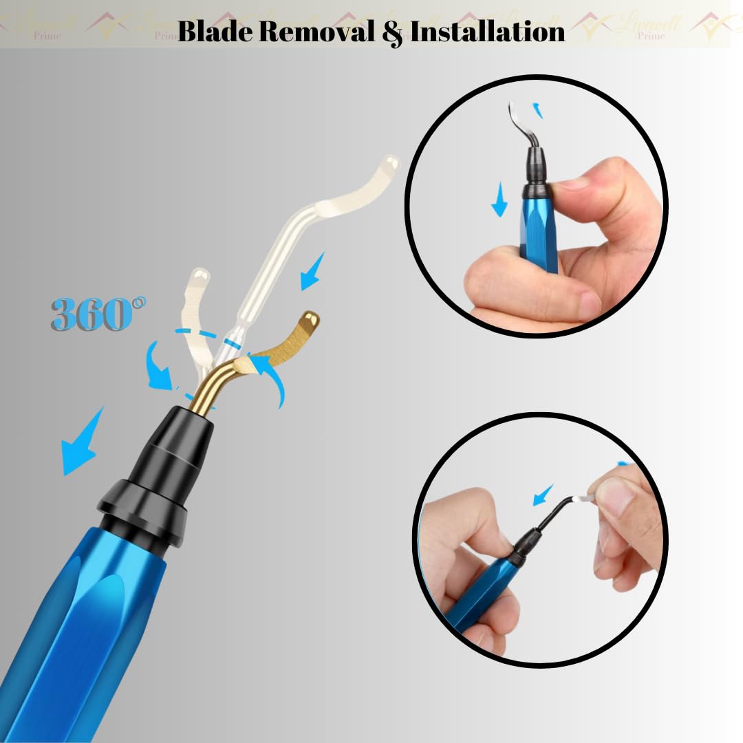 Deburring Tool - Metal Handle, 10 HSS Blades - 360° Rotatable for Smooth Edges on Resin, Pipes, Copper, Plastic, 3D Prints - Essential Burr Removal