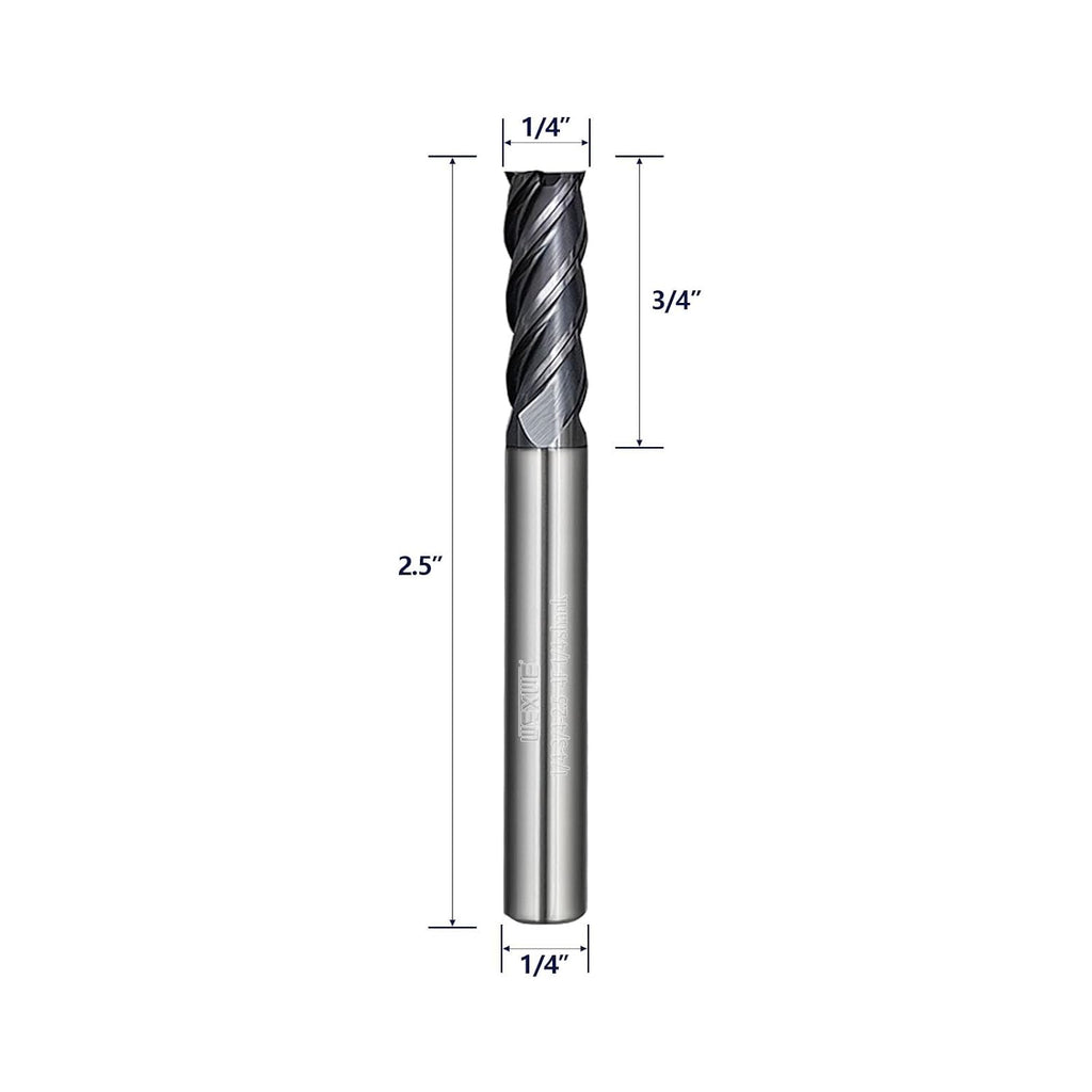 Tools Carbide End Mill Square Milling Cutter for Cutting Alloy Steels,Cast Iron, Hardened Steel - 4 Flute Cutting Tools 1/4 Shank (1/4-2.5" 2PCS)