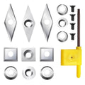 FHONK 17Pcs Tungsten Carbide Cutters Inserts Set, Lathe Tools for Wood Lathe Turning Tools, Supplied with Screws and Screwdriver (Silver-17Pcs)