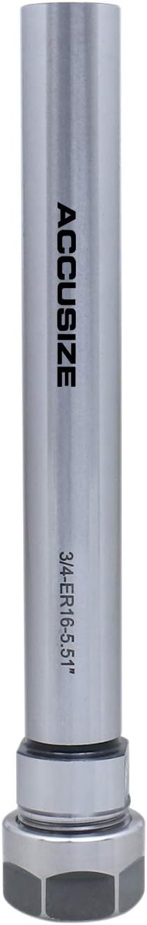 Accusize ER16 Collet Chuck Extension Rod, 3/4in Straight Shank, 6.89in OAL