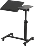 Overbed Bedside Desk Mobile Rolling Laptop Stand Tilting Overbed Table with Wheels Height Adjustable Tray Table for