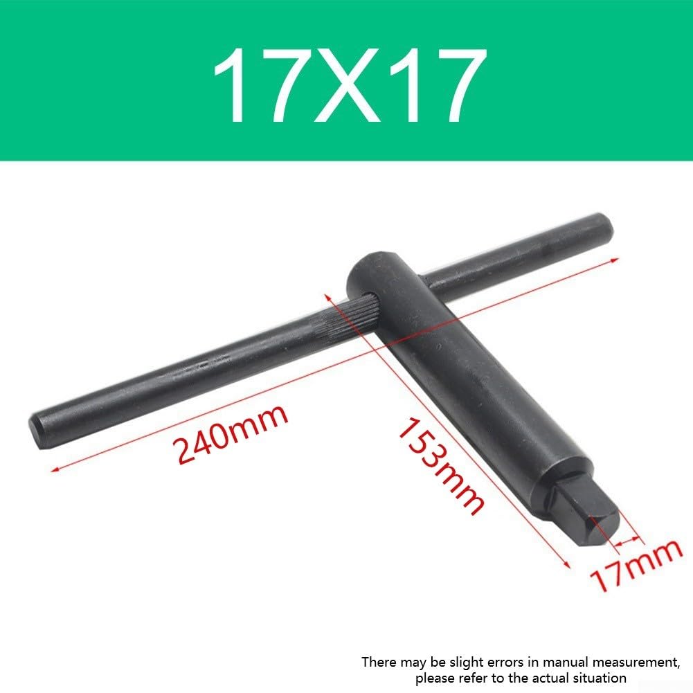 Lathe Chuck Key, Heavy Duty Milling Square Wrench Spanner Tool 8MM 10MM 12MM 14MM 17MM CNC Router Engraving Machine T-Handle Grip(17 * 17mm)