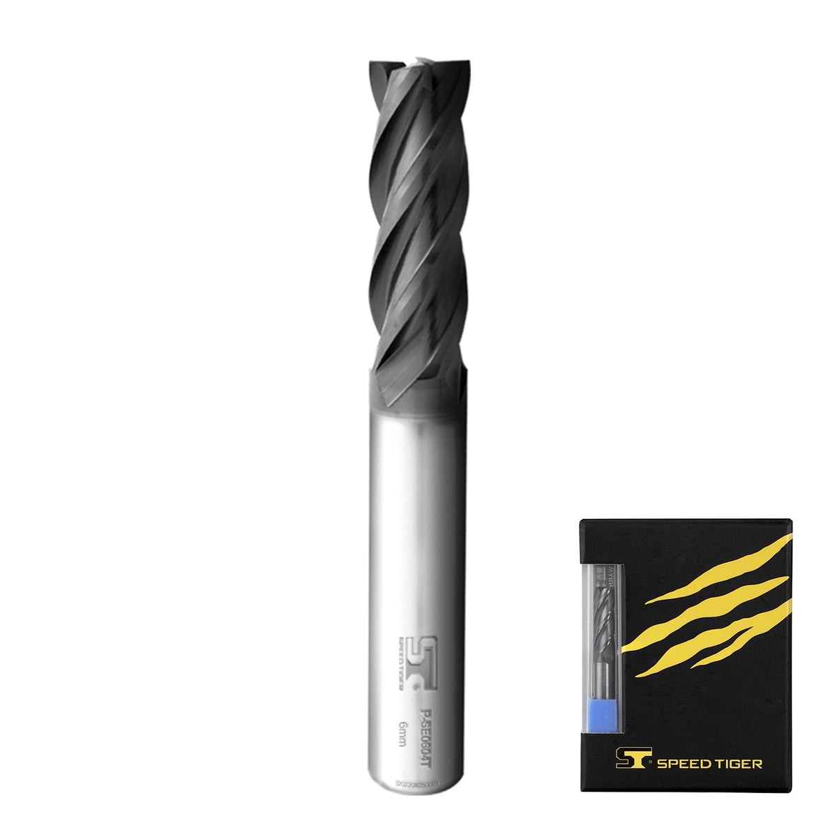 SPEED TIGER Micrograin Carbide Square End Mill - 4 Flute - 6mm 50L (5 Pieces, 6mm) - for Milling Alloy Steels, Hardened Steel, Metal & More – Mill Bits Sets for DIYers & Professionals