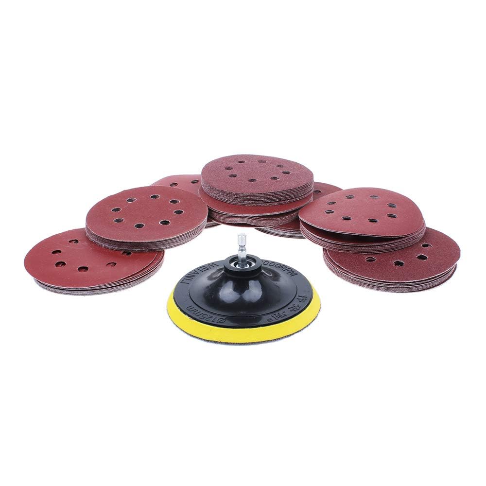 AUTOTOOLHOME Drill Sanding Attachment, 80PCS 5 Inch Sanding Discs for Drill