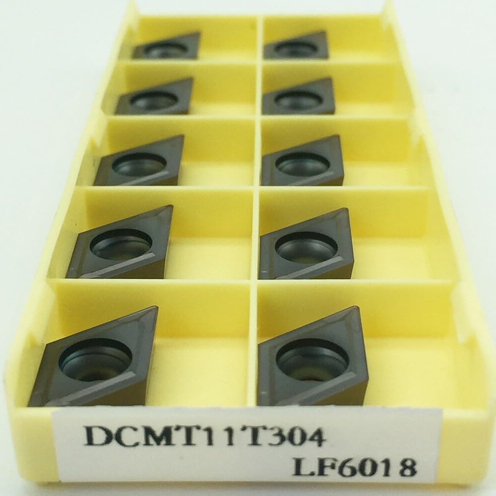 10Pcs DCMT11T304 LF6018 Carbide Turning Inserts for Stainless Steel CNC Machining, Compatible with DCMT32.51, Industrial Metalworking Toolholding