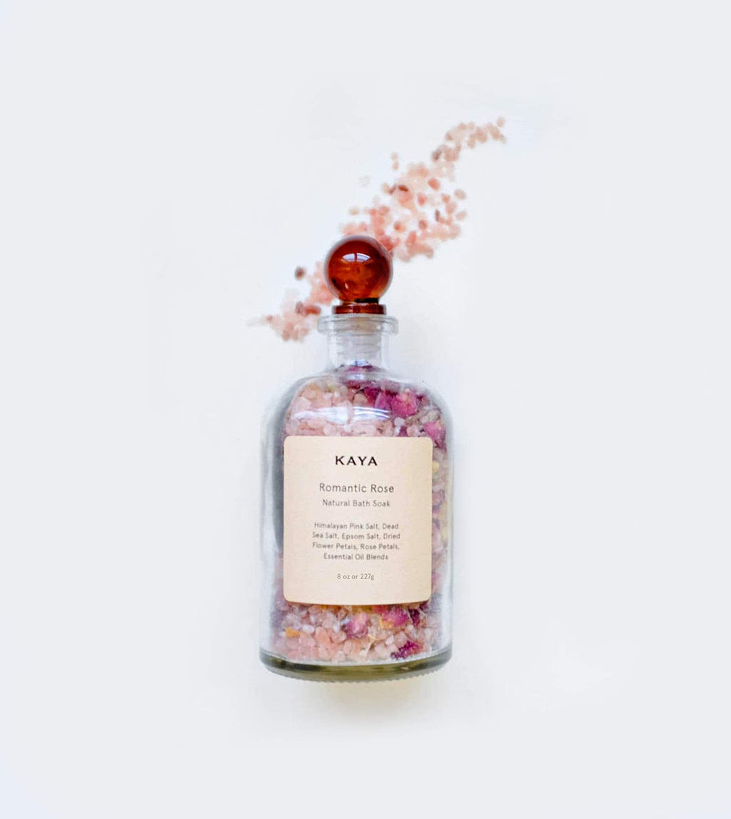 Kaya Rose Bath Soak | All Natural Bath Soak with Geranium Essential Oil 8 oz | Gift for Mom