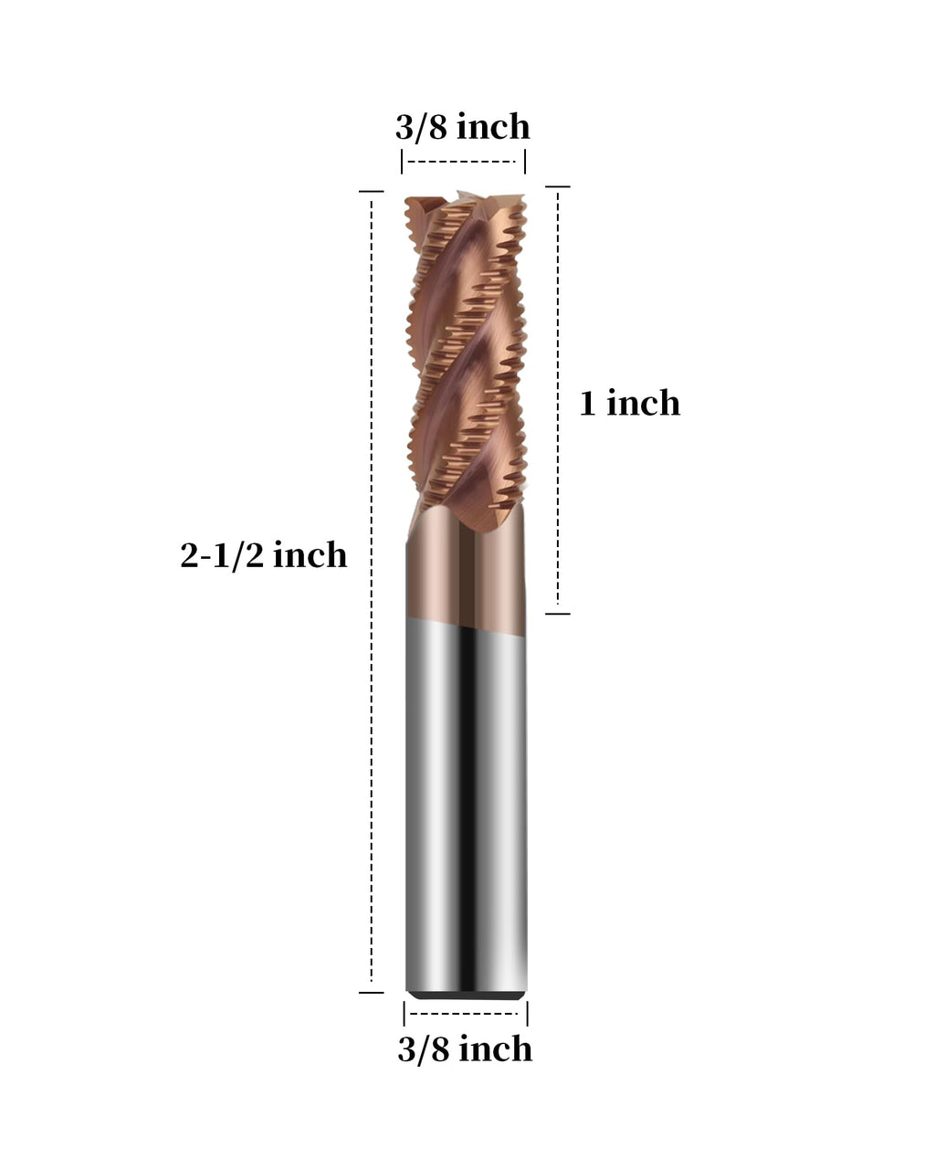 3/8" Carbide Roughing End Mill, 4 Flute End Mill Bits, 3/8" Cutting Dia