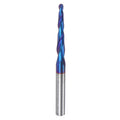 uxcell Tapered Ball Nose End Mill CNC Router Bit, 1/16" Radius 1/4" Shank Solid Carbide Coated Upcut Spiral 2 Flutes Cutter Milling Tool, 1/8" Dia 3" Total Length