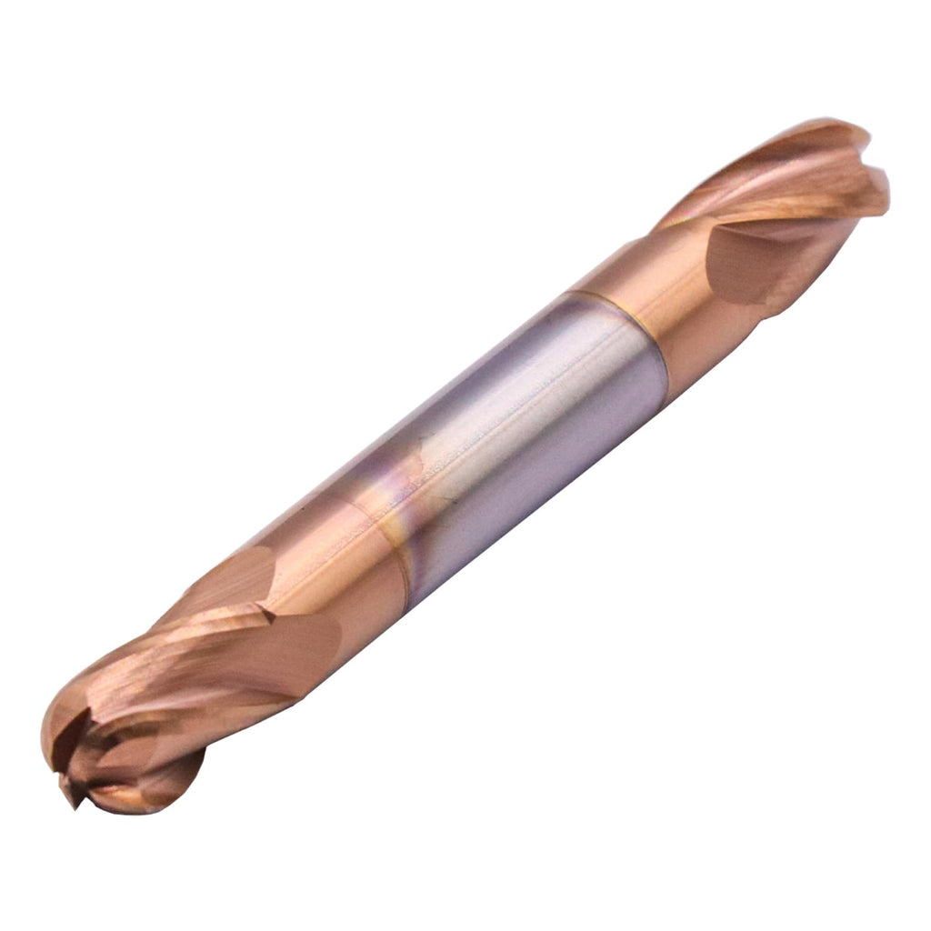 5/16" 4 Flute Solid Carbide Ball Nose End Mill, Double End, TiSiN Coated