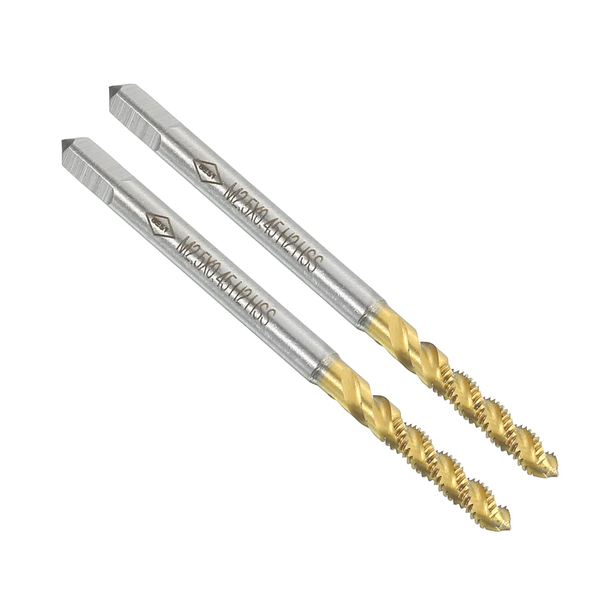 uxcell 2pcs Spiral Flute Thread Taps, M2.5 x 0.45 H2 Screw Threading Tap